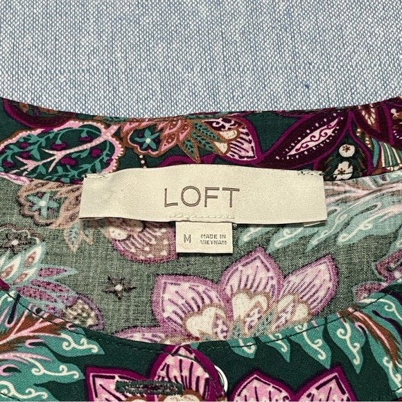 Ann Taylor Loft Paisley Blouson Sleeves Size M - Picture 4 of 6